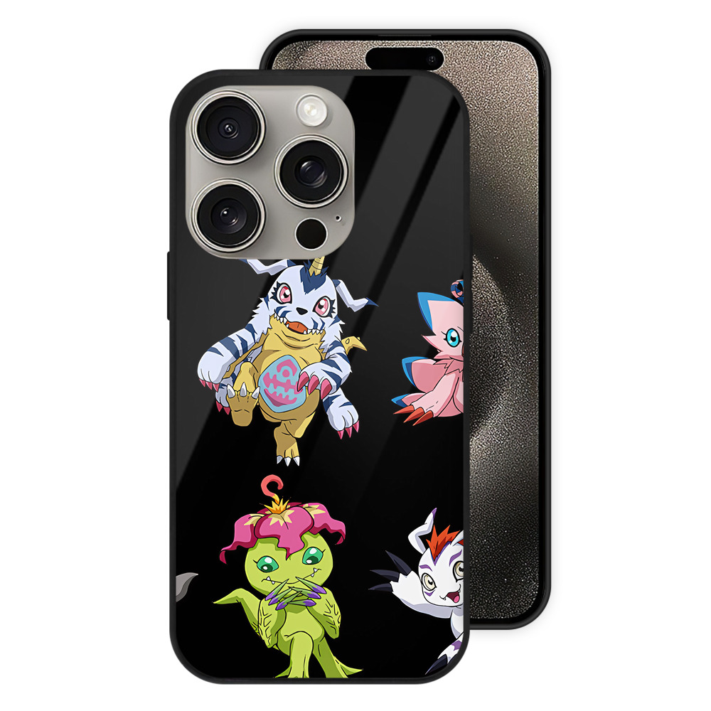 （画像用） Digimon デジタルモンスター/デジモン 【iPhone15Pro対応】スマホケース 耐衝撃＆黄変防止 背面ガラス