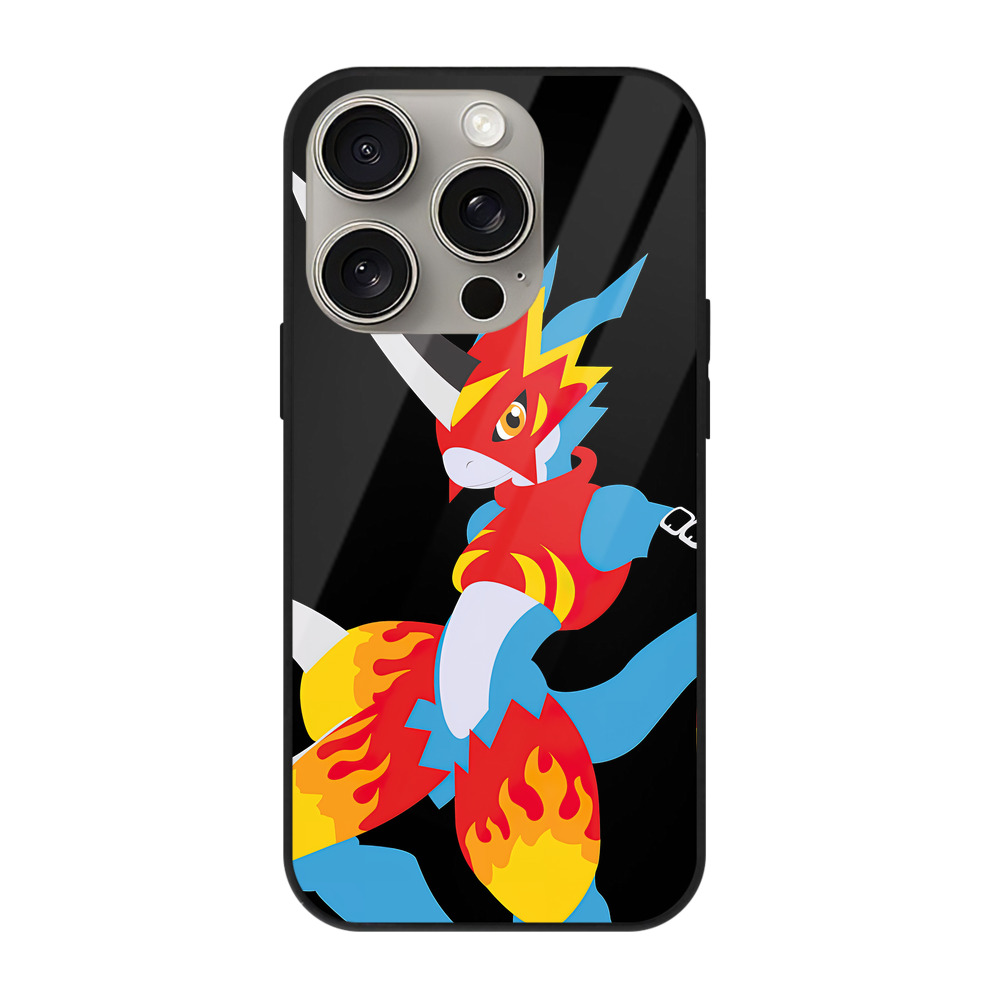 （画像用） Digimon デジタルモンスター/デジモン 【iPhone15Pro対応】スマホケース 耐衝撃＆黄変防止 背面ガラス