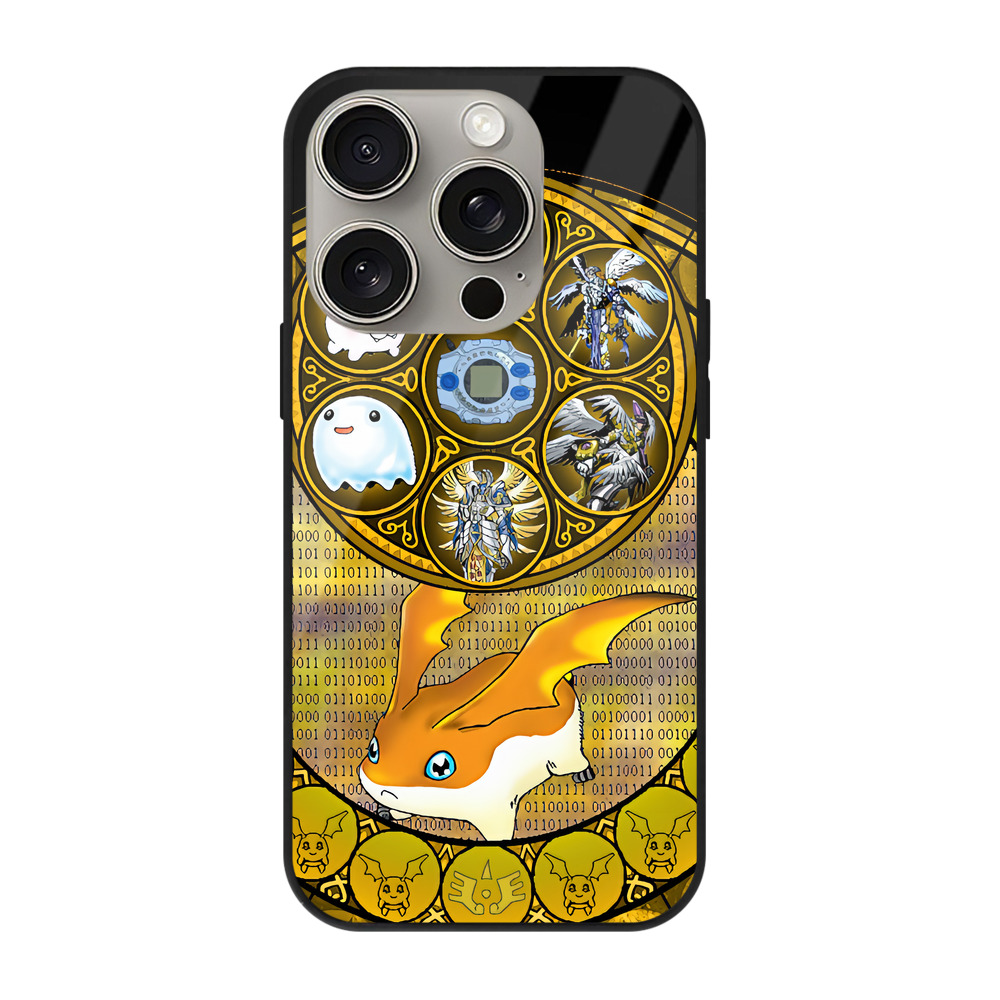 （画像用） Digimon デジタルモンスター/デジモン 【iPhone15Pro対応】スマホケース 耐衝撃＆黄変防止 背面ガラス
