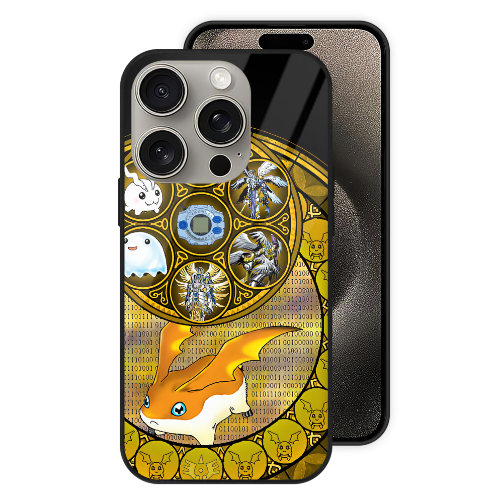 （画像用） Digimon デジタルモンスター/デジモン 【iPhone15Pro対応】スマホケース 耐衝撃＆黄変防止 背面ガラス