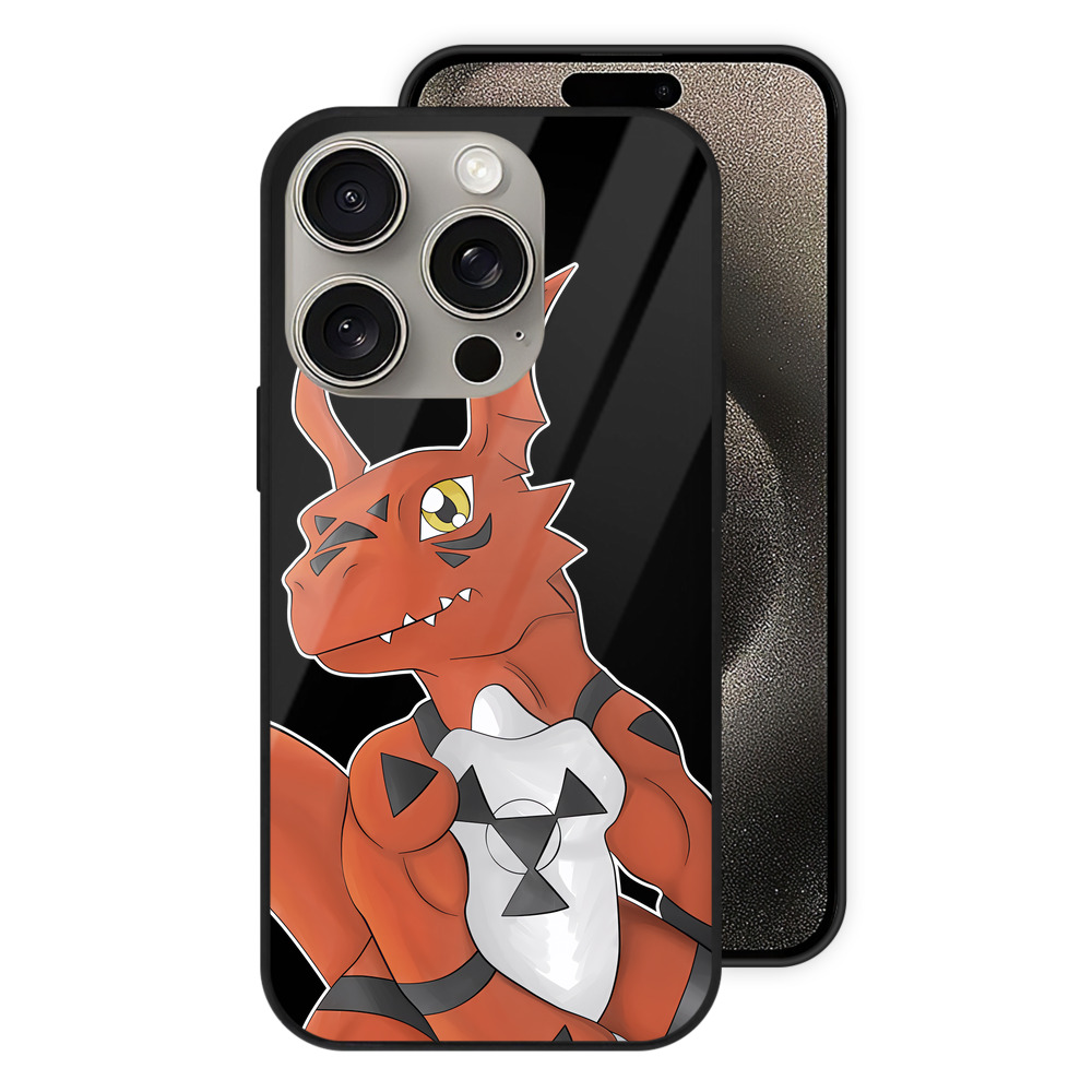 （画像用） Digimon デジタルモンスター/デジモン 【iPhone15Pro対応】スマホケース 耐衝撃＆黄変防止 背面ガラス