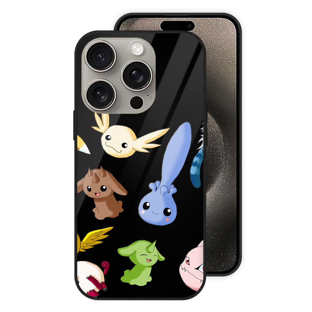 （画像用） Digimon デジタルモンスター/デジモン 【iPhone15Pro対応】スマホケース 耐衝撃＆黄変防止 背面ガラス