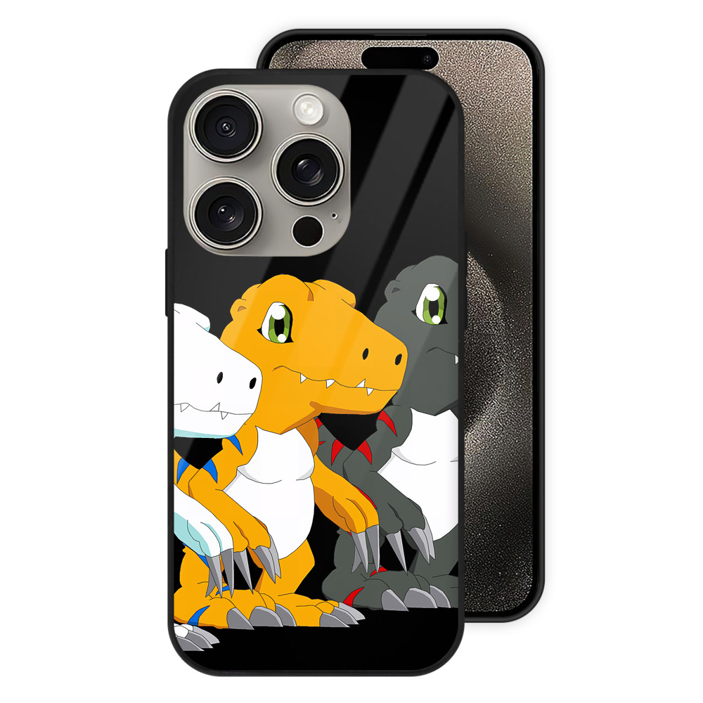 （画像用） Digimon デジタルモンスター/デジモン 【iPhone15Pro対応】スマホケース 耐衝撃＆黄変防止 背面ガラス