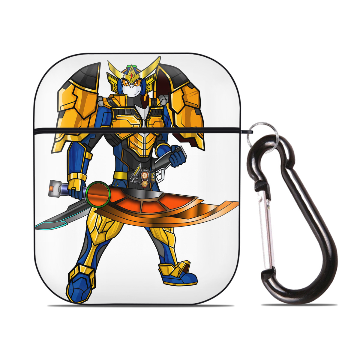 （画像用） Digimon デジタルモンスター/デジモン AirPods 第2世代保護ケース ハードシェル ブラック 耐衝撃・防指紋・カラビナ付き