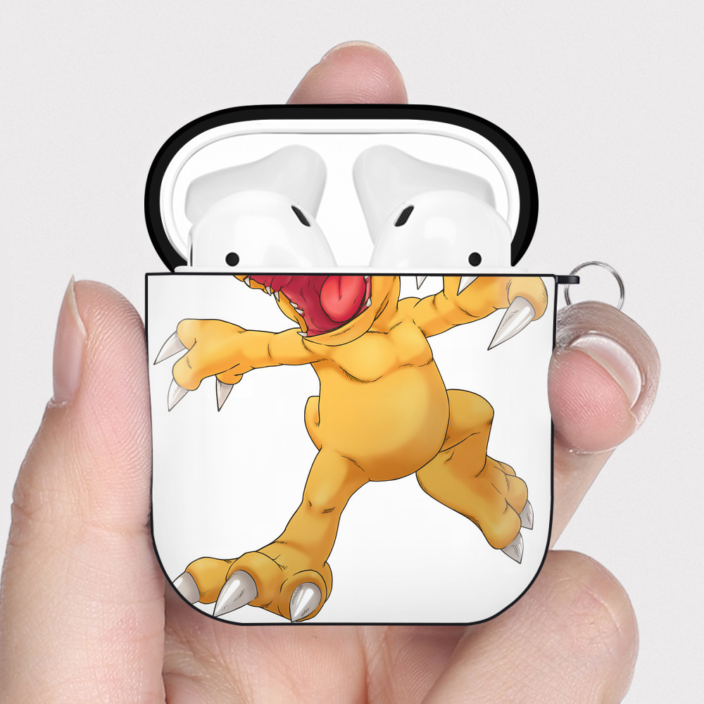 （画像用） Digimon デジタルモンスター/デジモン AirPods 第2世代保護ケース ハードシェル ブラック 耐衝撃・防指紋・カラビナ付き