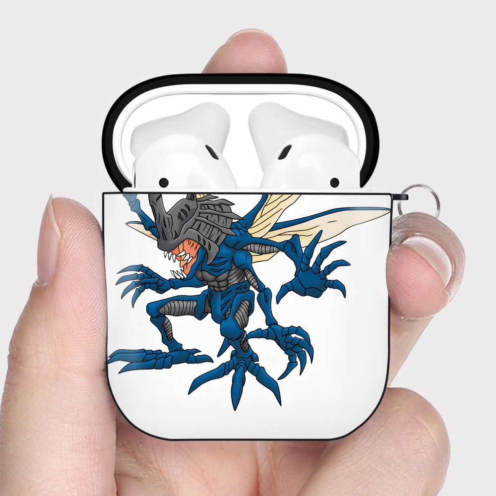 （画像用） Digimon デジタルモンスター/デジモン AirPods 第2世代保護ケース ハードシェル ブラック 耐衝撃・防指紋・カラビナ付き