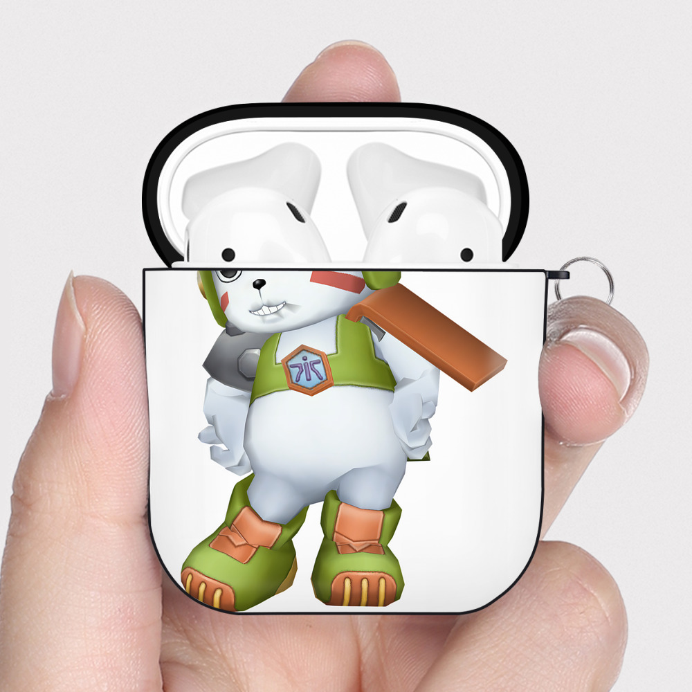 （画像用） Digimon デジタルモンスター/デジモン AirPods 第2世代保護ケース ハードシェル ブラック 耐衝撃・防指紋・カラビナ付き