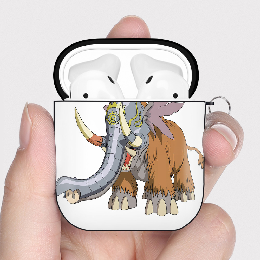 （画像用） Digimon デジタルモンスター/デジモン AirPods 第2世代保護ケース ハードシェル ブラック 耐衝撃・防指紋・カラビナ付き