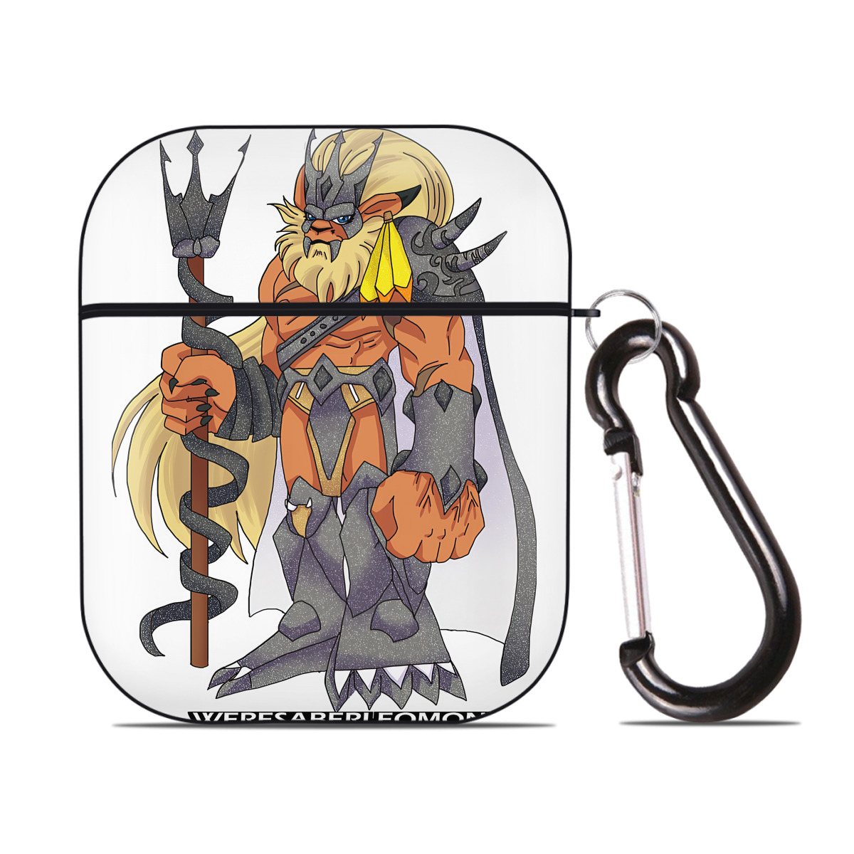 （画像用） Digimon デジタルモンスター/デジモン AirPods 第2世代保護ケース ハードシェル ブラック 耐衝撃・防指紋・カラビナ付き