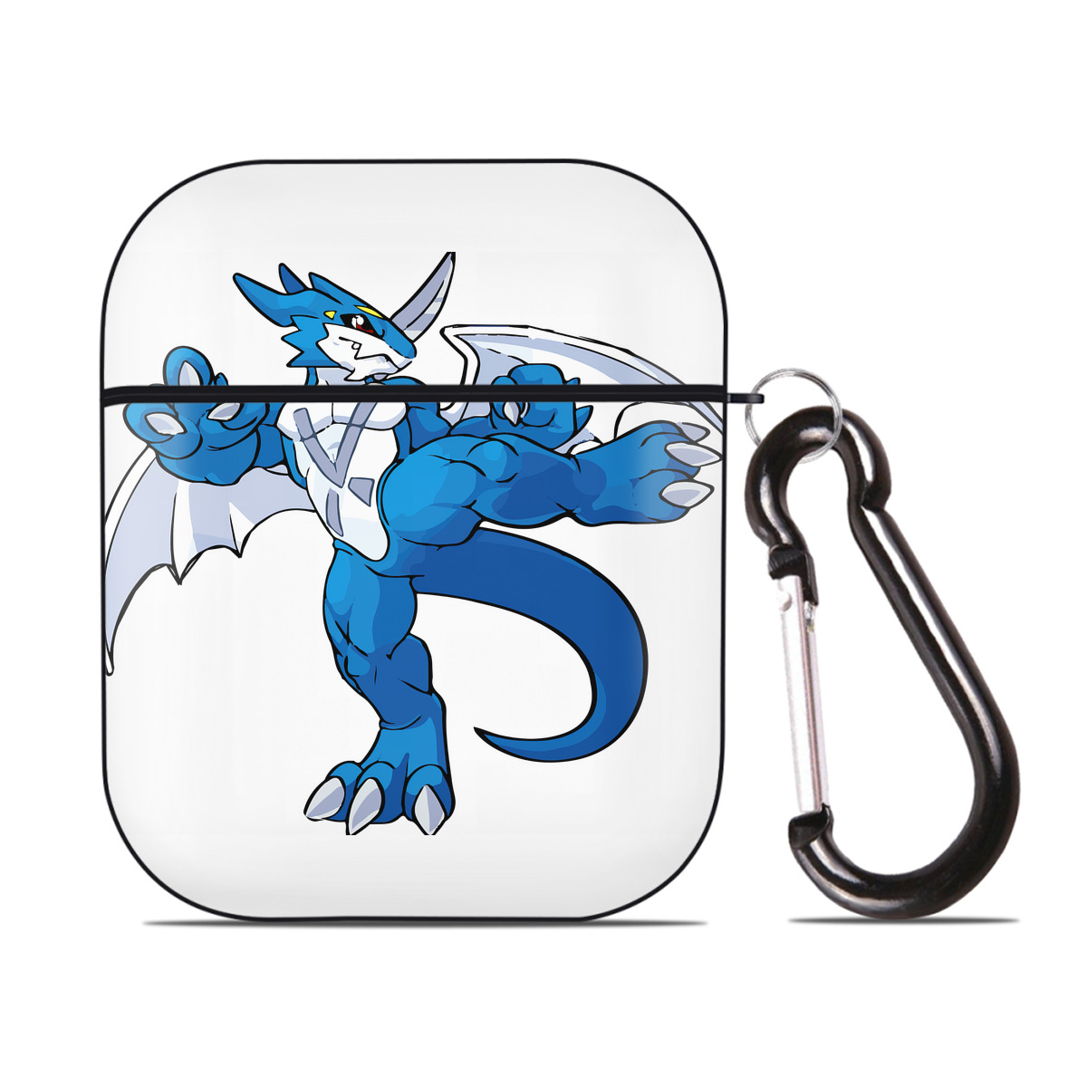 （画像用） Digimon デジタルモンスター/デジモン AirPods 第2世代保護ケース ハードシェル ブラック 耐衝撃・防指紋・カラビナ付き