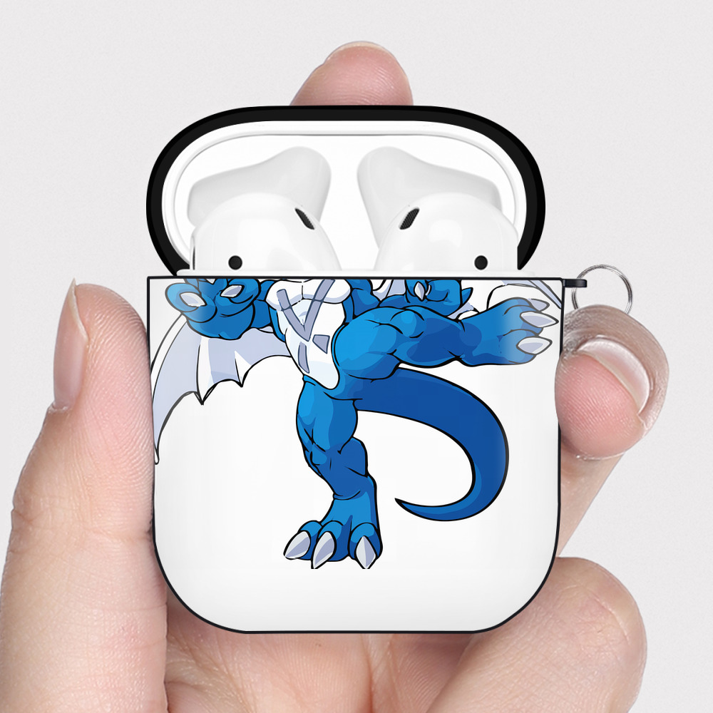 （画像用） Digimon デジタルモンスター/デジモン AirPods 第2世代保護ケース ハードシェル ブラック 耐衝撃・防指紋・カラビナ付き