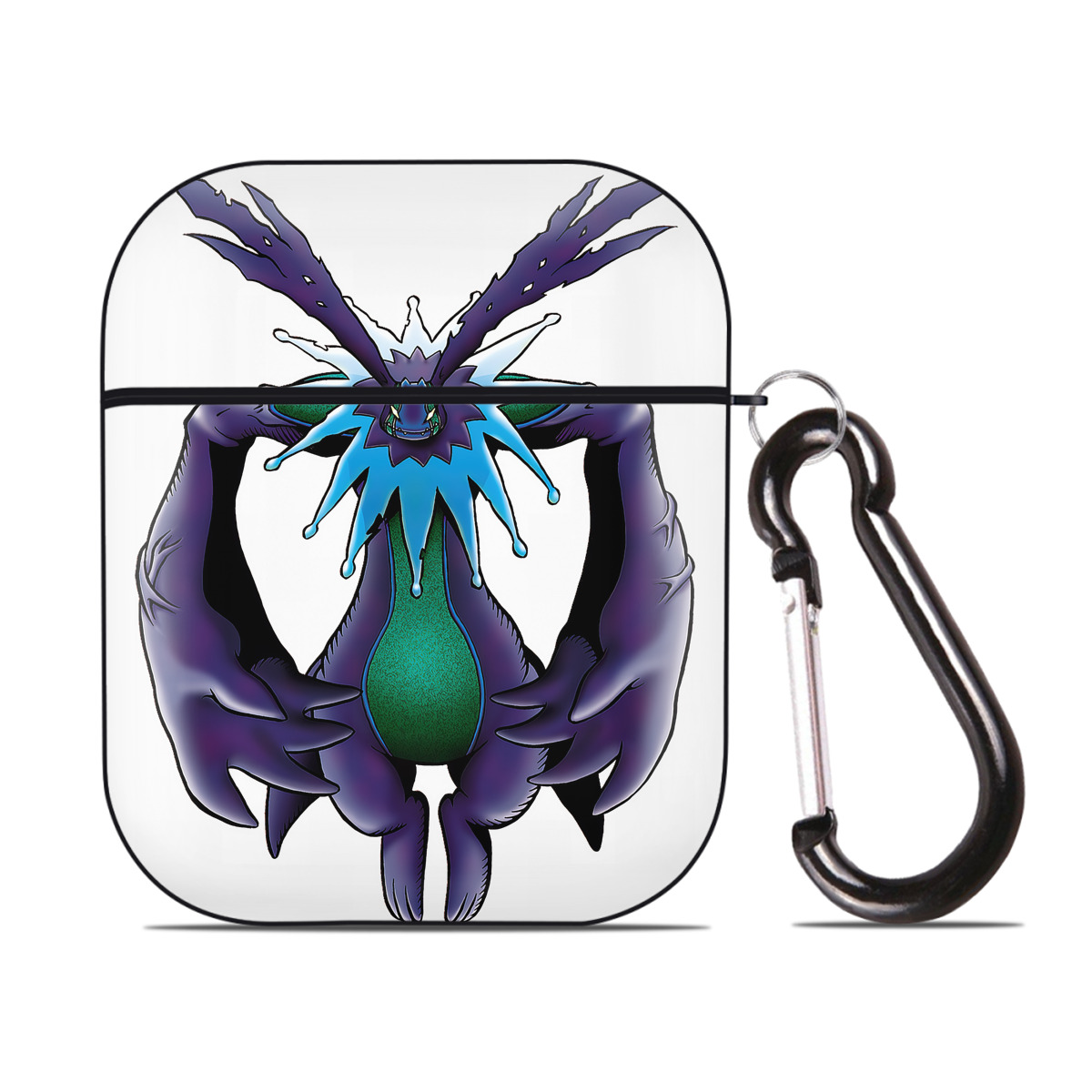（画像用） Digimon デジタルモンスター/デジモン AirPods 第2世代保護ケース ハードシェル ブラック 耐衝撃・防指紋・カラビナ付き