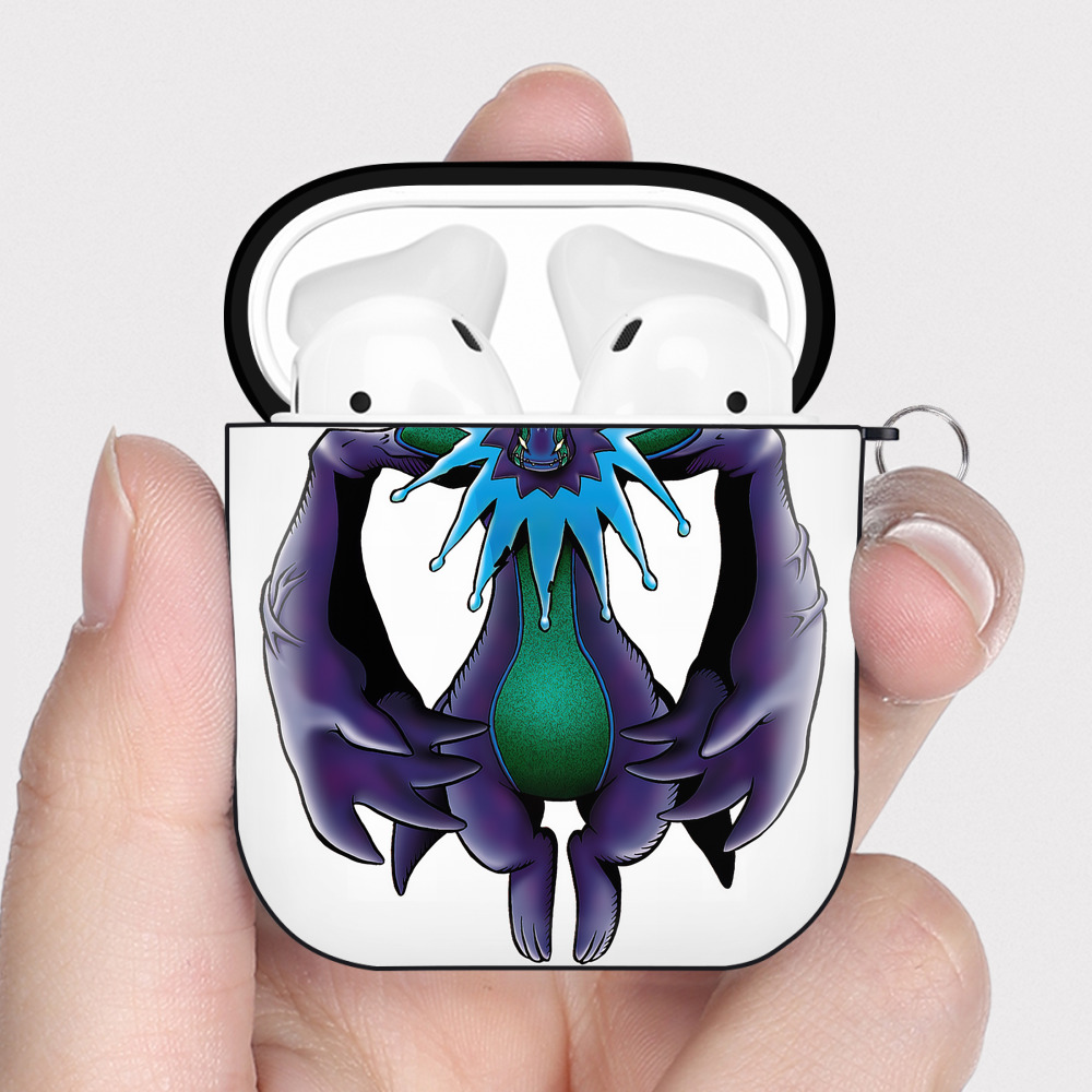 （画像用） Digimon デジタルモンスター/デジモン AirPods 第2世代保護ケース ハードシェル ブラック 耐衝撃・防指紋・カラビナ付き
