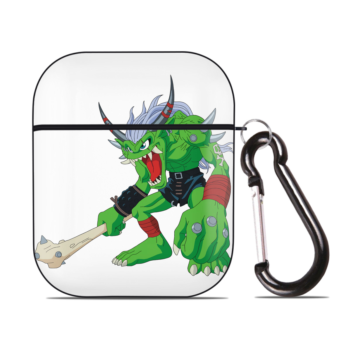 （画像用） Digimon デジタルモンスター/デジモン AirPods 第2世代保護ケース ハードシェル ブラック 耐衝撃・防指紋・カラビナ付き
