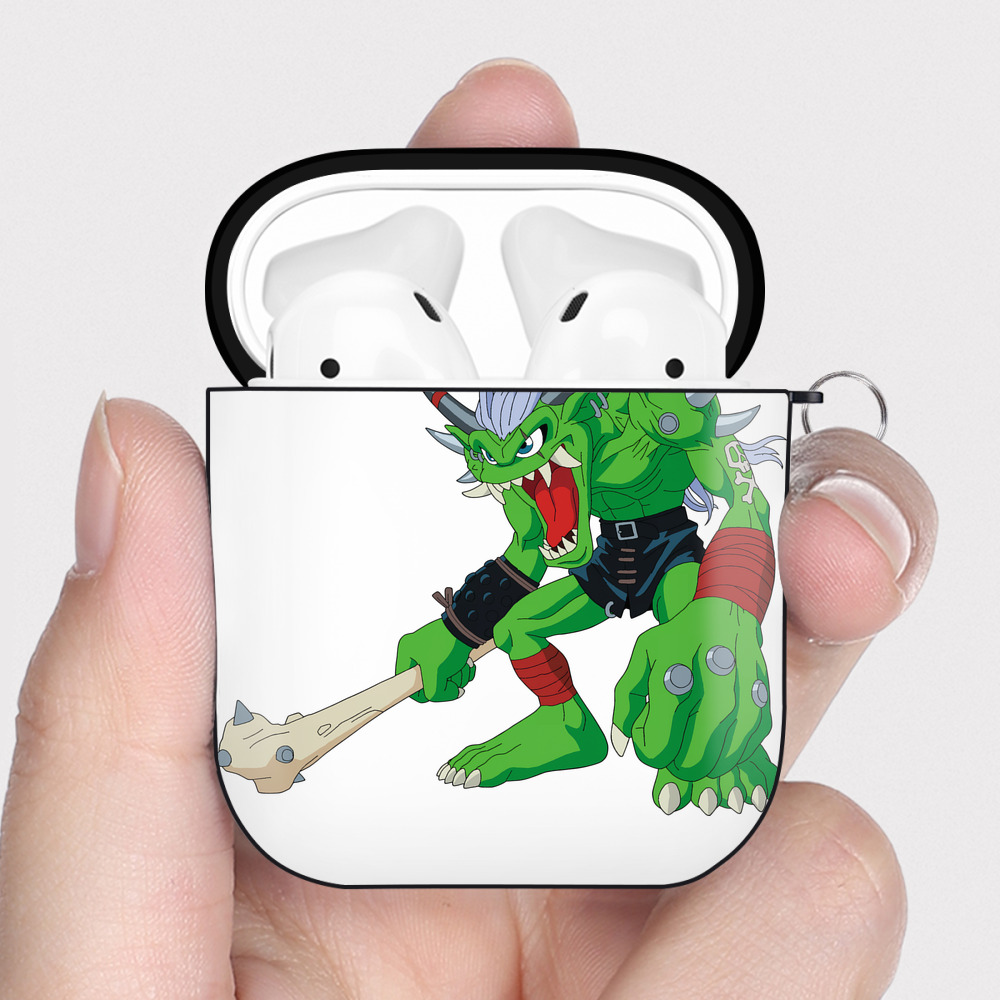 （画像用） Digimon デジタルモンスター/デジモン AirPods 第2世代保護ケース ハードシェル ブラック 耐衝撃・防指紋・カラビナ付き
