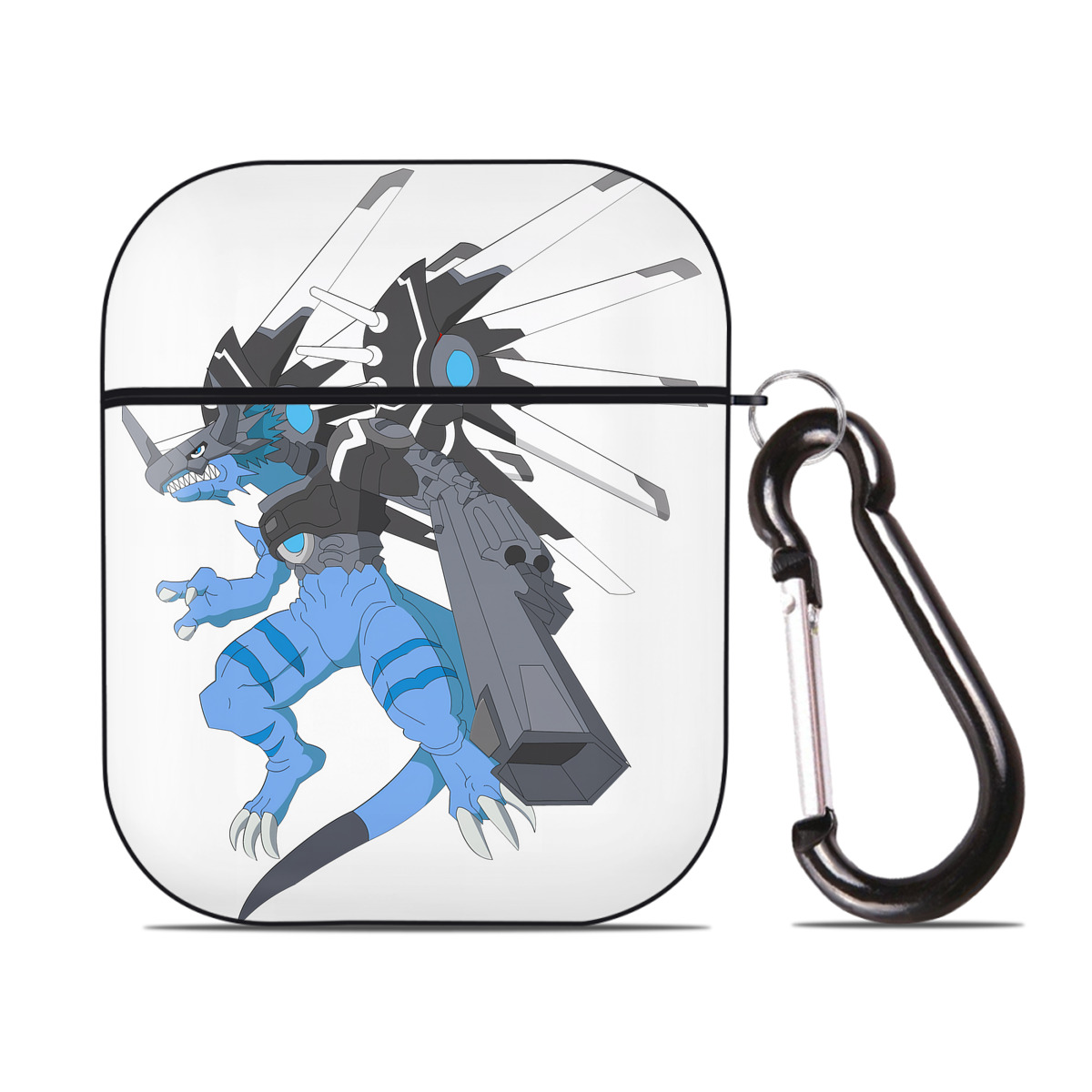 （画像用） Digimon デジタルモンスター/デジモン AirPods 第2世代保護ケース ハードシェル ブラック 耐衝撃・防指紋・カラビナ付き