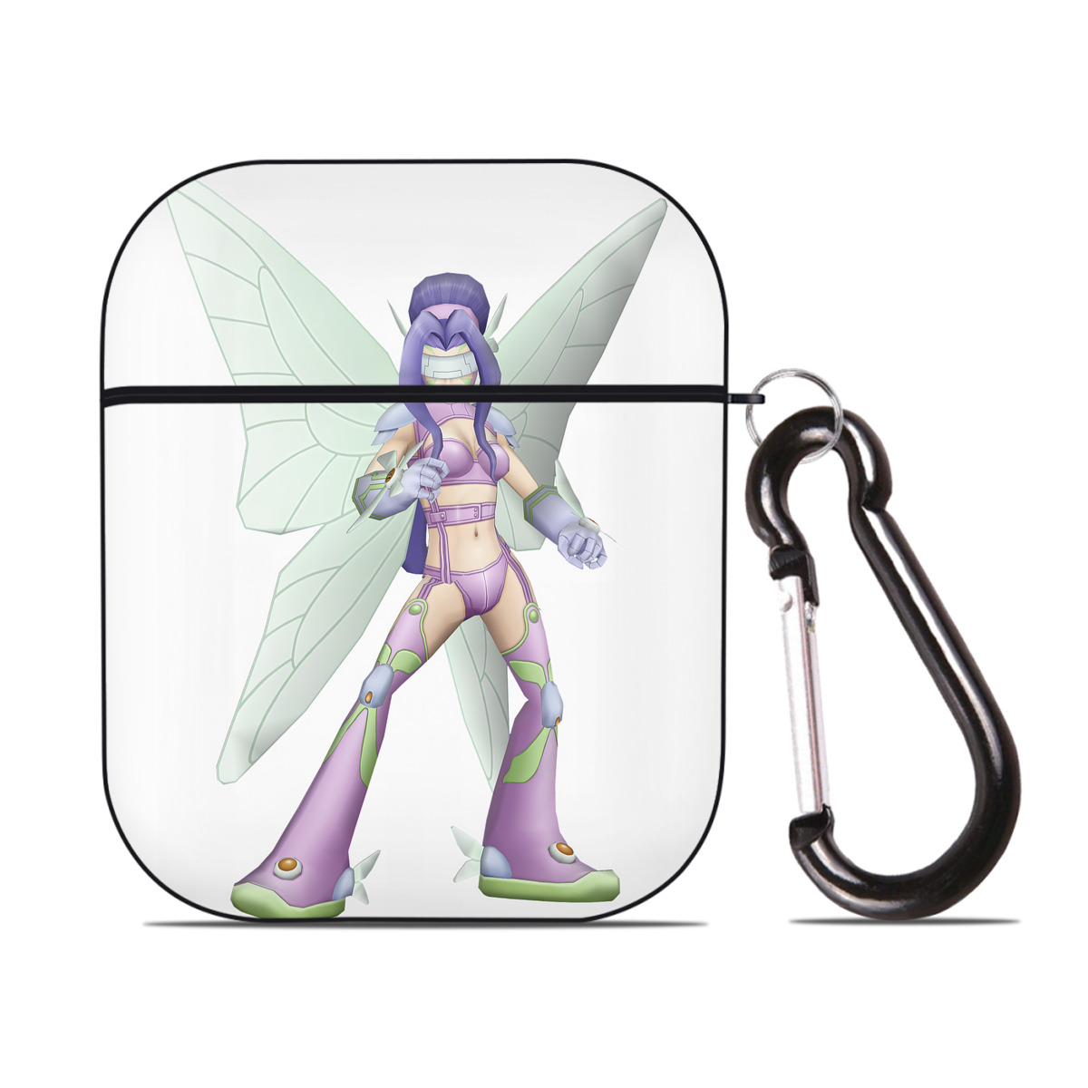 （画像用） Digimon デジタルモンスター/デジモン AirPods 第2世代保護ケース ハードシェル ブラック 耐衝撃・防指紋・カラビナ付き
