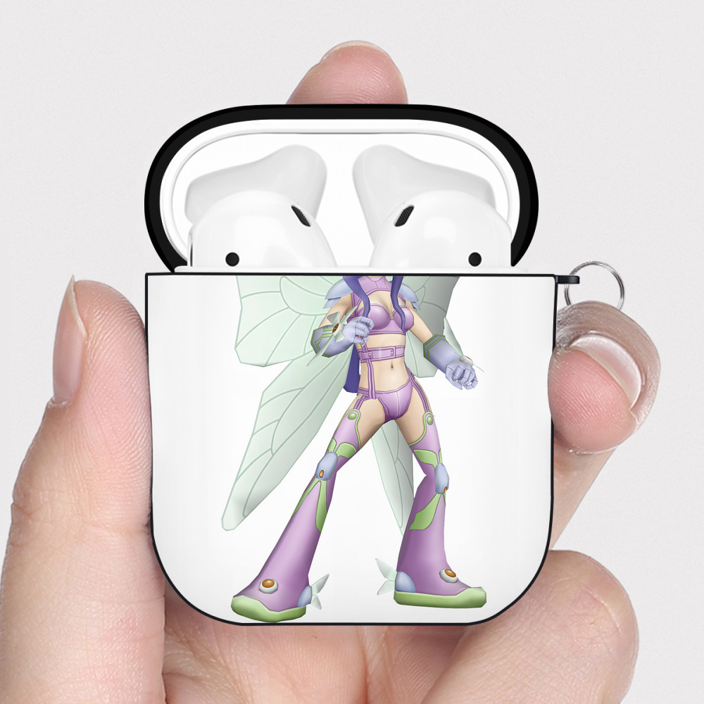 （画像用） Digimon デジタルモンスター/デジモン AirPods 第2世代保護ケース ハードシェル ブラック 耐衝撃・防指紋・カラビナ付き