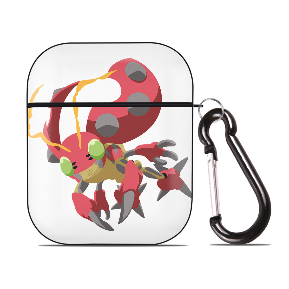 （画像用） Digimon デジタルモンスター/デジモン AirPods 第2世代保護ケース ハードシェル ブラック 耐衝撃・防指紋・カラビナ付き