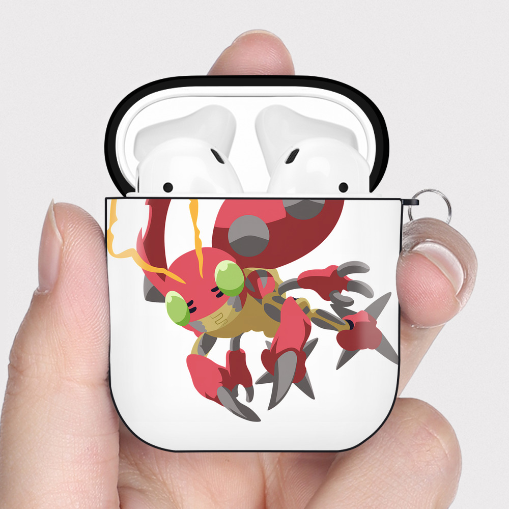 （画像用） Digimon デジタルモンスター/デジモン AirPods 第2世代保護ケース ハードシェル ブラック 耐衝撃・防指紋・カラビナ付き