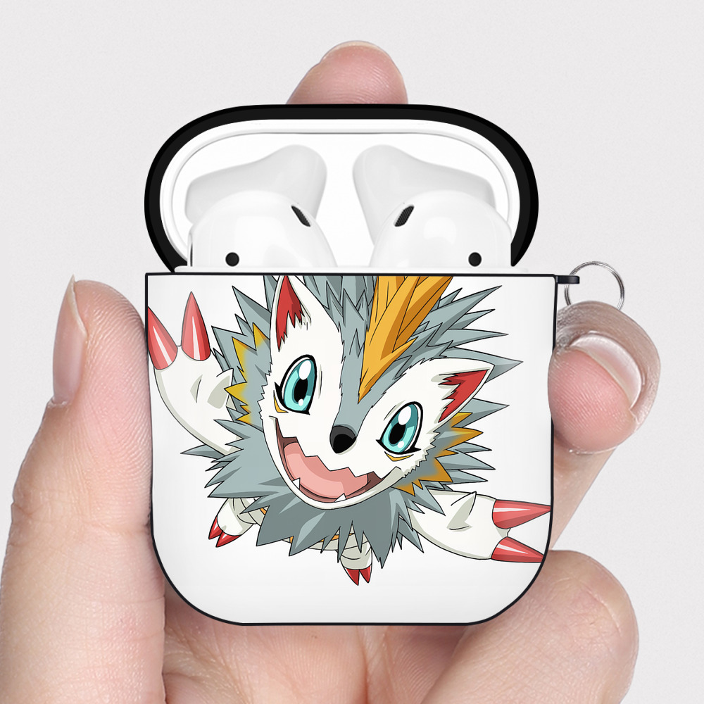 （画像用） Digimon デジタルモンスター/デジモン AirPods 第2世代保護ケース ハードシェル ブラック 耐衝撃・防指紋・カラビナ付き
