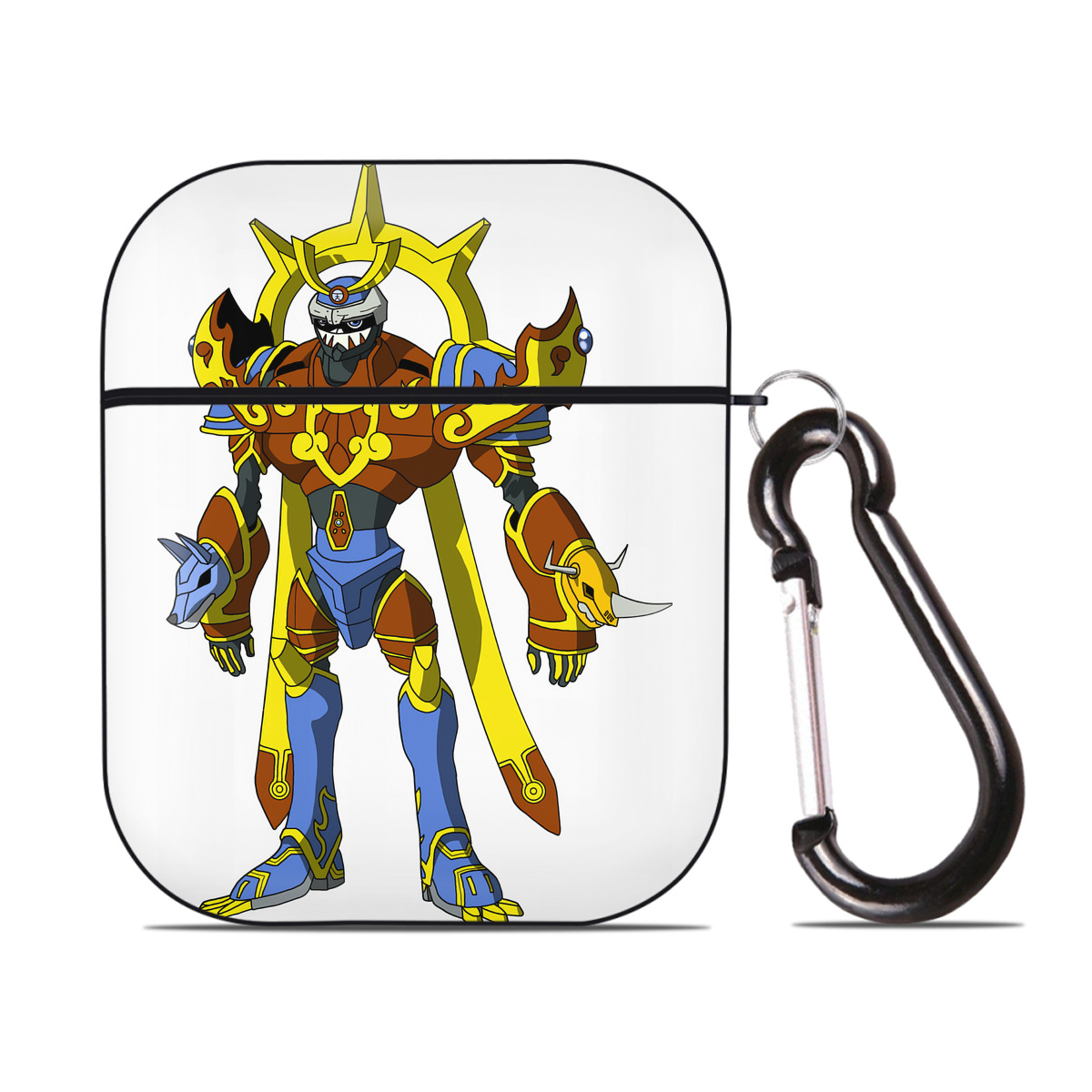 （画像用） Digimon デジタルモンスター/デジモン AirPods 第2世代保護ケース ハードシェル ブラック 耐衝撃・防指紋・カラビナ付き