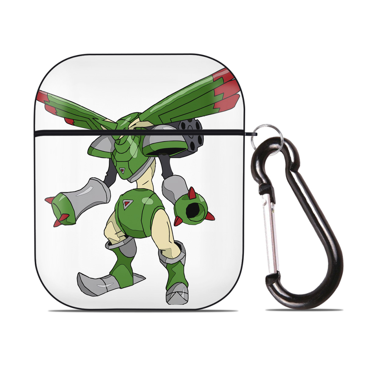 （画像用） Digimon デジタルモンスター/デジモン AirPods 第2世代保護ケース ハードシェル ブラック 耐衝撃・防指紋・カラビナ付き