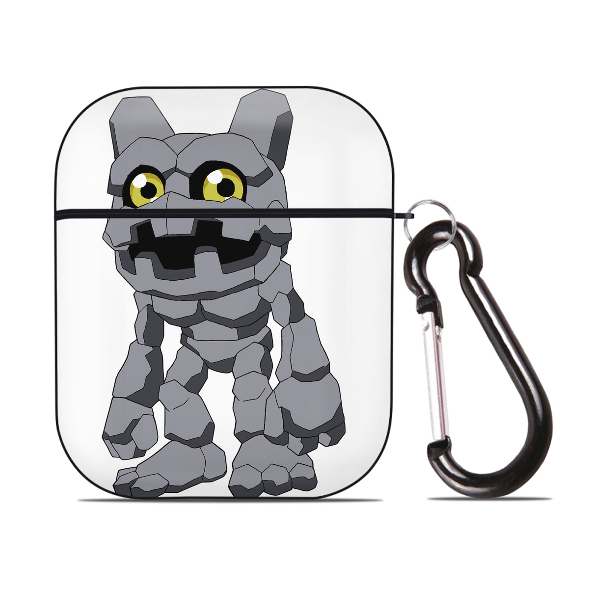 （画像用） Digimon デジタルモンスター/デジモン AirPods 第2世代保護ケース ハードシェル ブラック 耐衝撃・防指紋・カラビナ付き