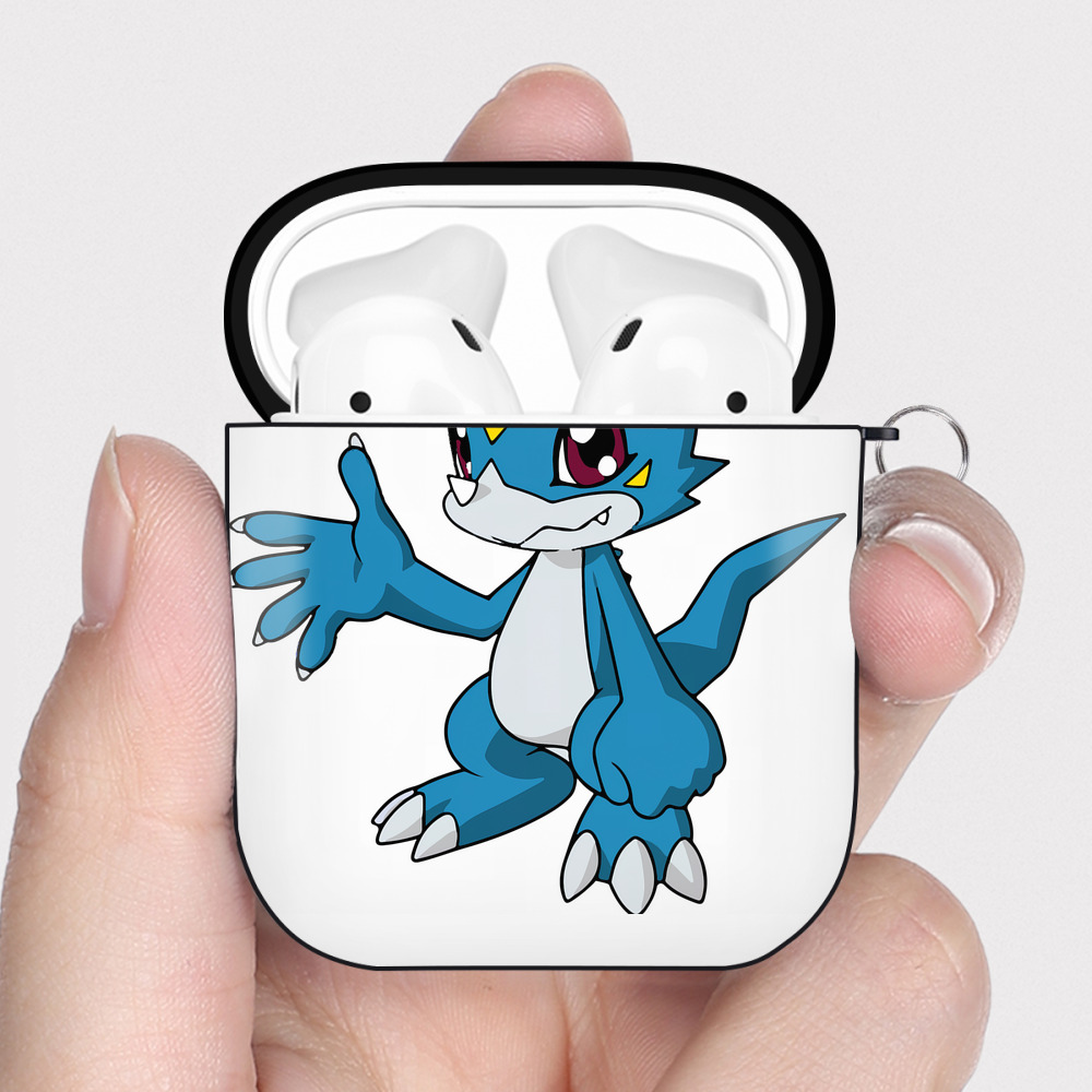 （画像用） Digimon デジタルモンスター/デジモン AirPods 第2世代保護ケース ハードシェル ブラック 耐衝撃・防指紋・カラビナ付き