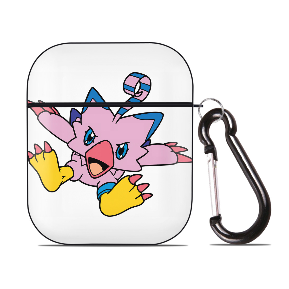 （画像用） Digimon デジタルモンスター/デジモン AirPods 第2世代保護ケース ハードシェル ブラック 耐衝撃・防指紋・カラビナ付き