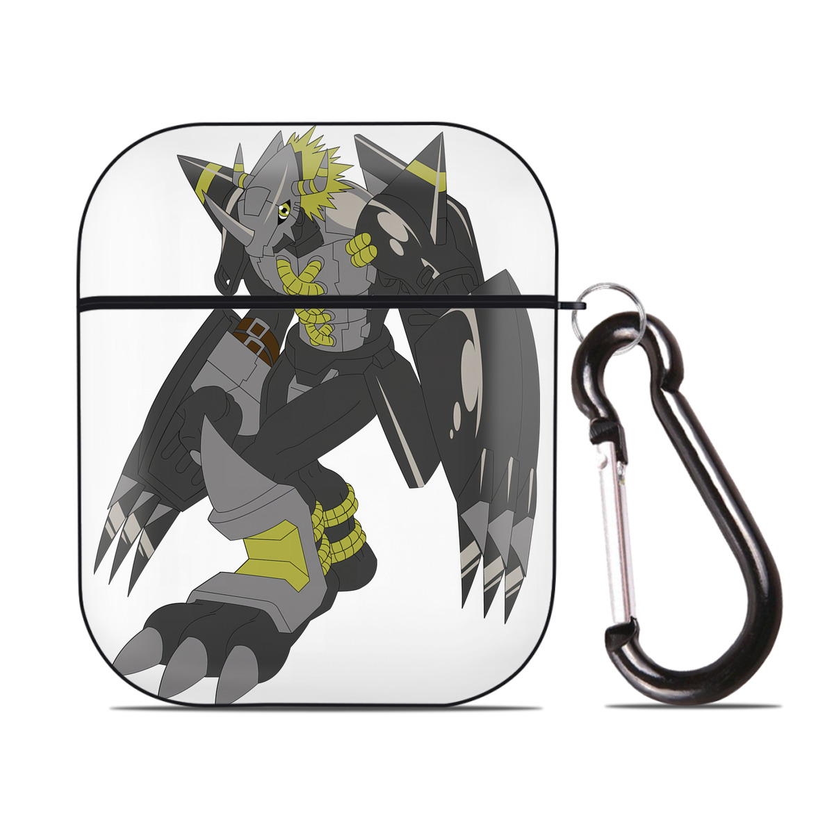 （画像用） Digimon デジタルモンスター/デジモン AirPods 第2世代保護ケース ハードシェル ブラック 耐衝撃・防指紋・カラビナ付き