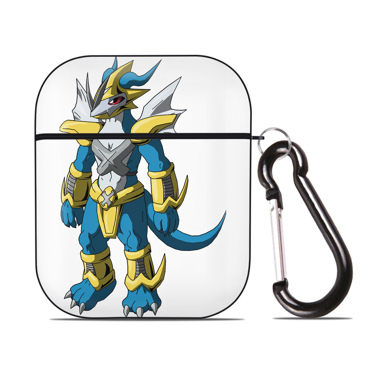 （画像用） Digimon デジタルモンスター/デジモン AirPods 第2世代保護ケース ハードシェル ブラック 耐衝撃・防指紋・カラビナ付き