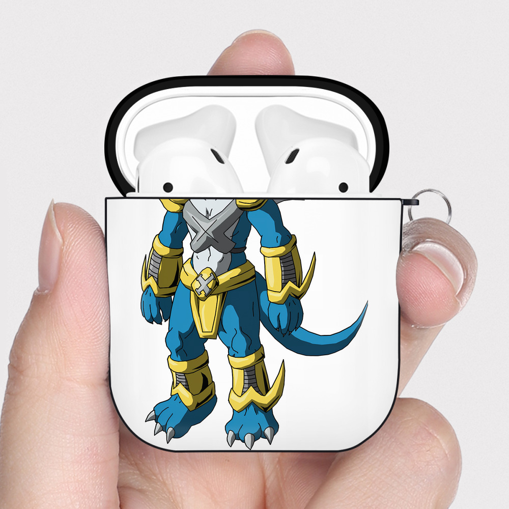 （画像用） Digimon デジタルモンスター/デジモン AirPods 第2世代保護ケース ハードシェル ブラック 耐衝撃・防指紋・カラビナ付き