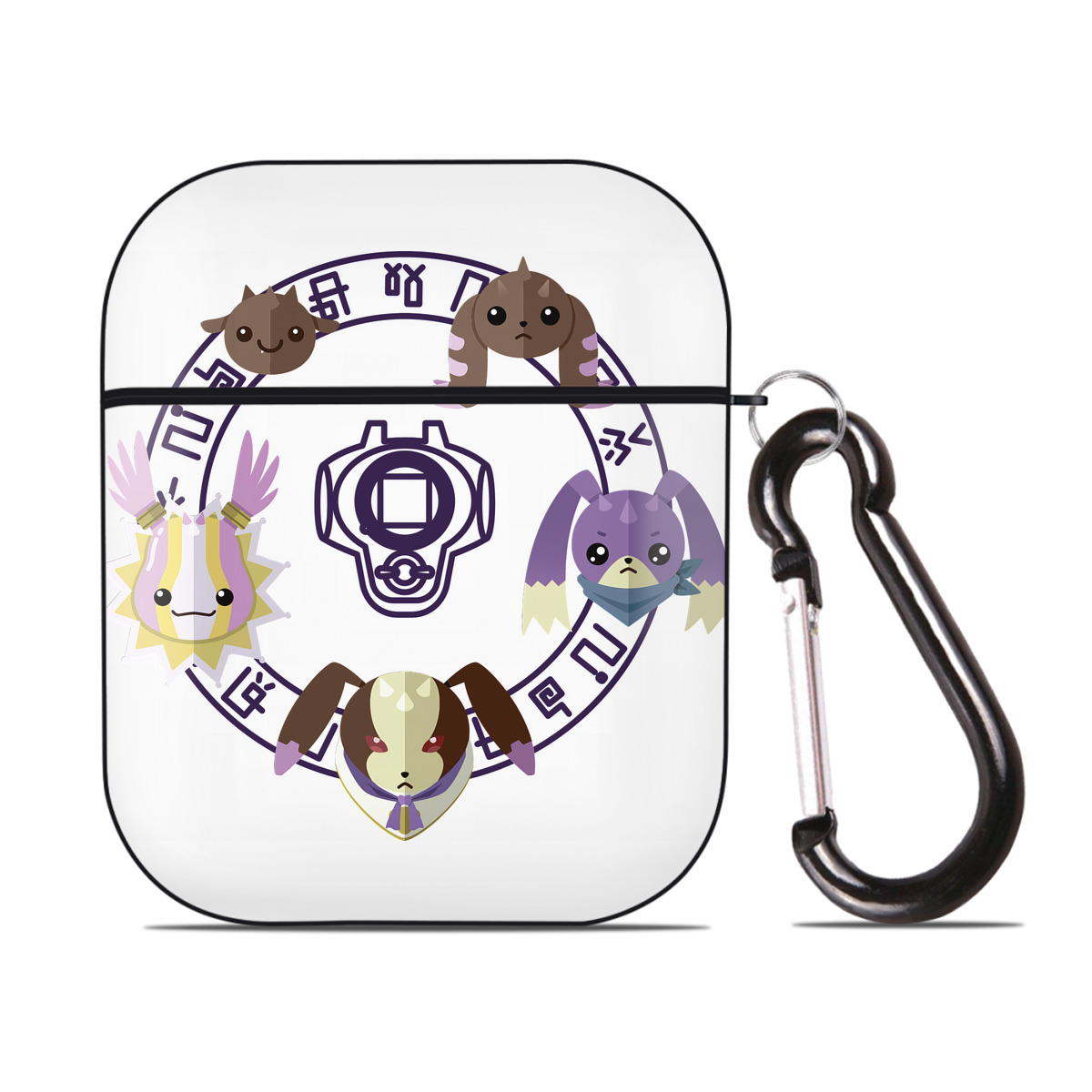 （画像用） Digimon デジタルモンスター/デジモン AirPods 第2世代保護ケース ハードシェル ブラック 耐衝撃・防指紋・カラビナ付き