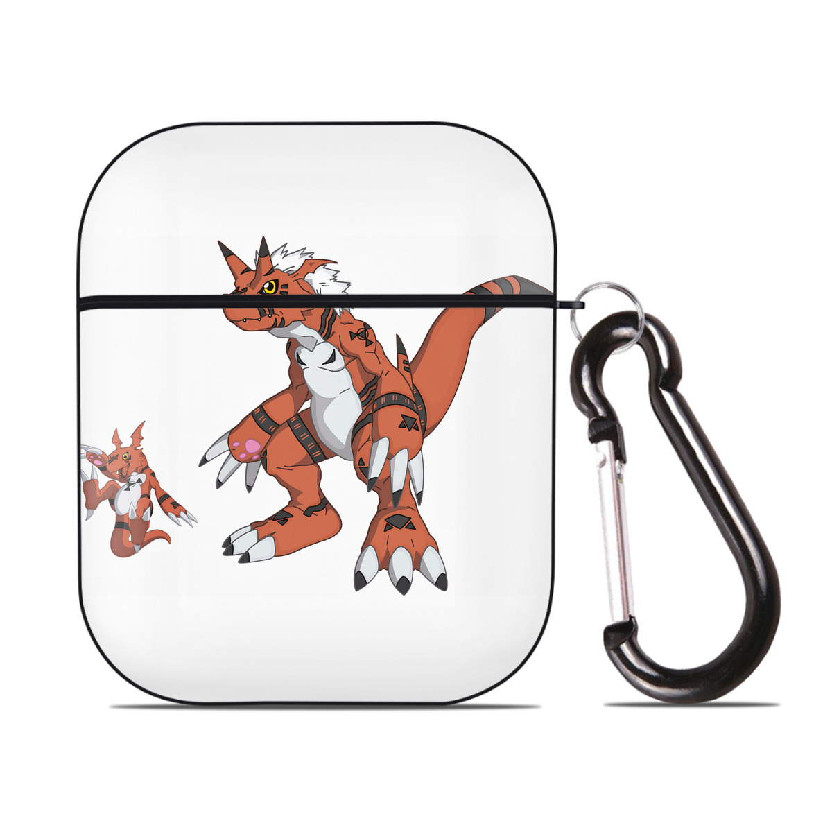 （画像用） Digimon デジタルモンスター/デジモン AirPods 第2世代保護ケース ハードシェル ブラック 耐衝撃・防指紋・カラビナ付き