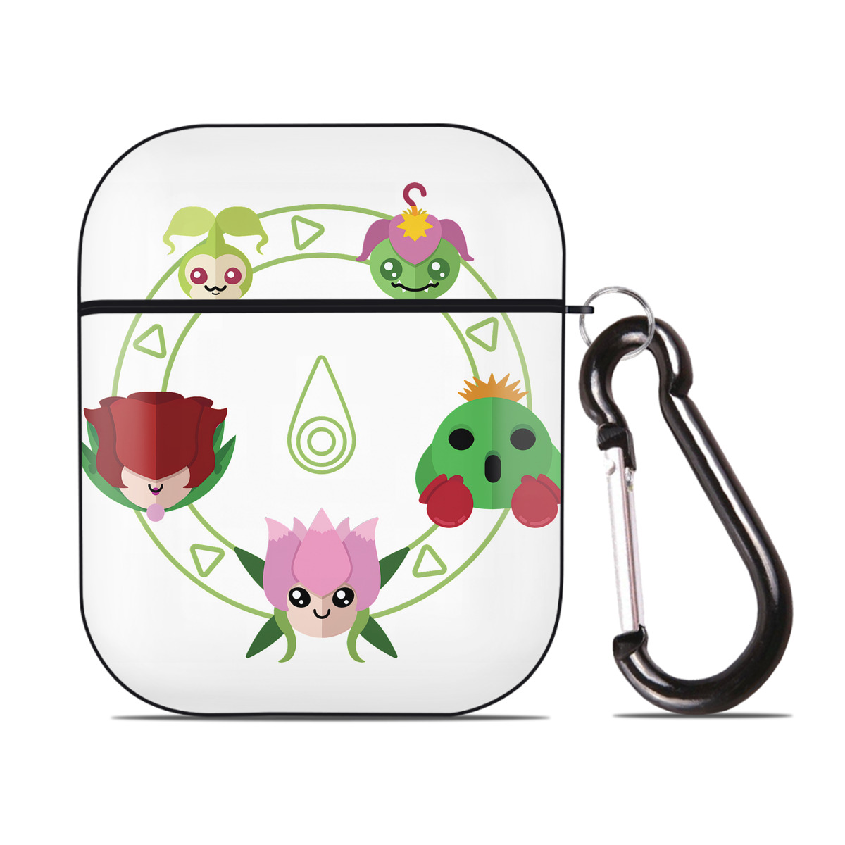 （画像用） Digimon デジタルモンスター/デジモン AirPods 第2世代保護ケース ハードシェル ブラック 耐衝撃・防指紋・カラビナ付き