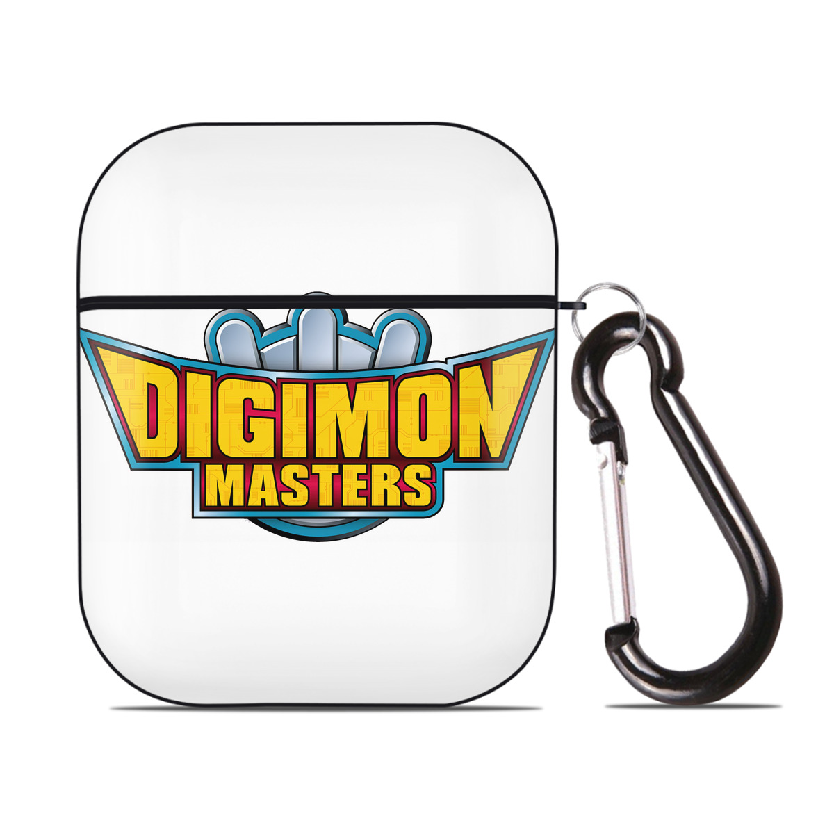 （画像用） Digimon デジタルモンスター/デジモン AirPods 第2世代保護ケース ハードシェル ブラック 耐衝撃・防指紋・カラビナ付き