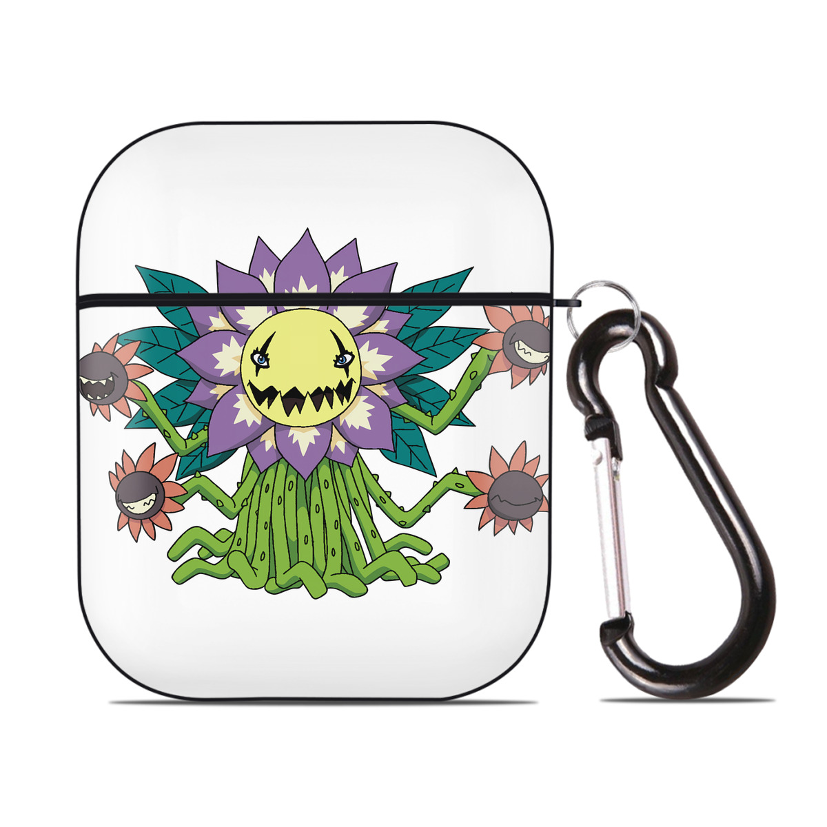 （画像用） Digimon デジタルモンスター/デジモン AirPods 第2世代保護ケース ハードシェル ブラック 耐衝撃・防指紋・カラビナ付き