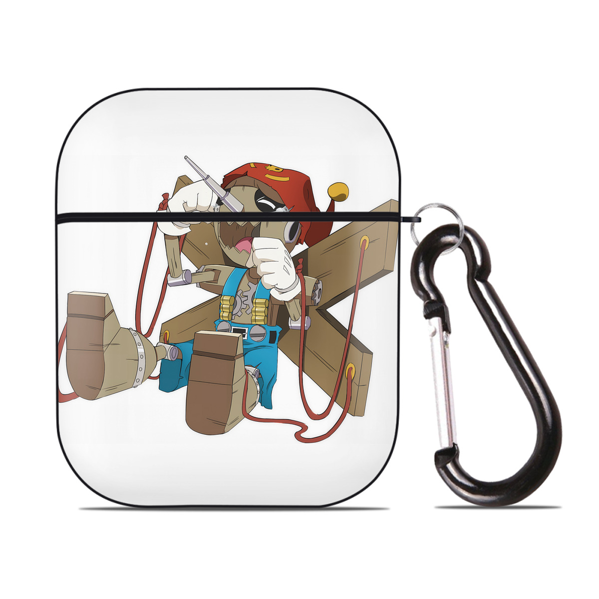 （画像用） Digimon デジタルモンスター/デジモン AirPods 第2世代保護ケース ハードシェル ブラック 耐衝撃・防指紋・カラビナ付き