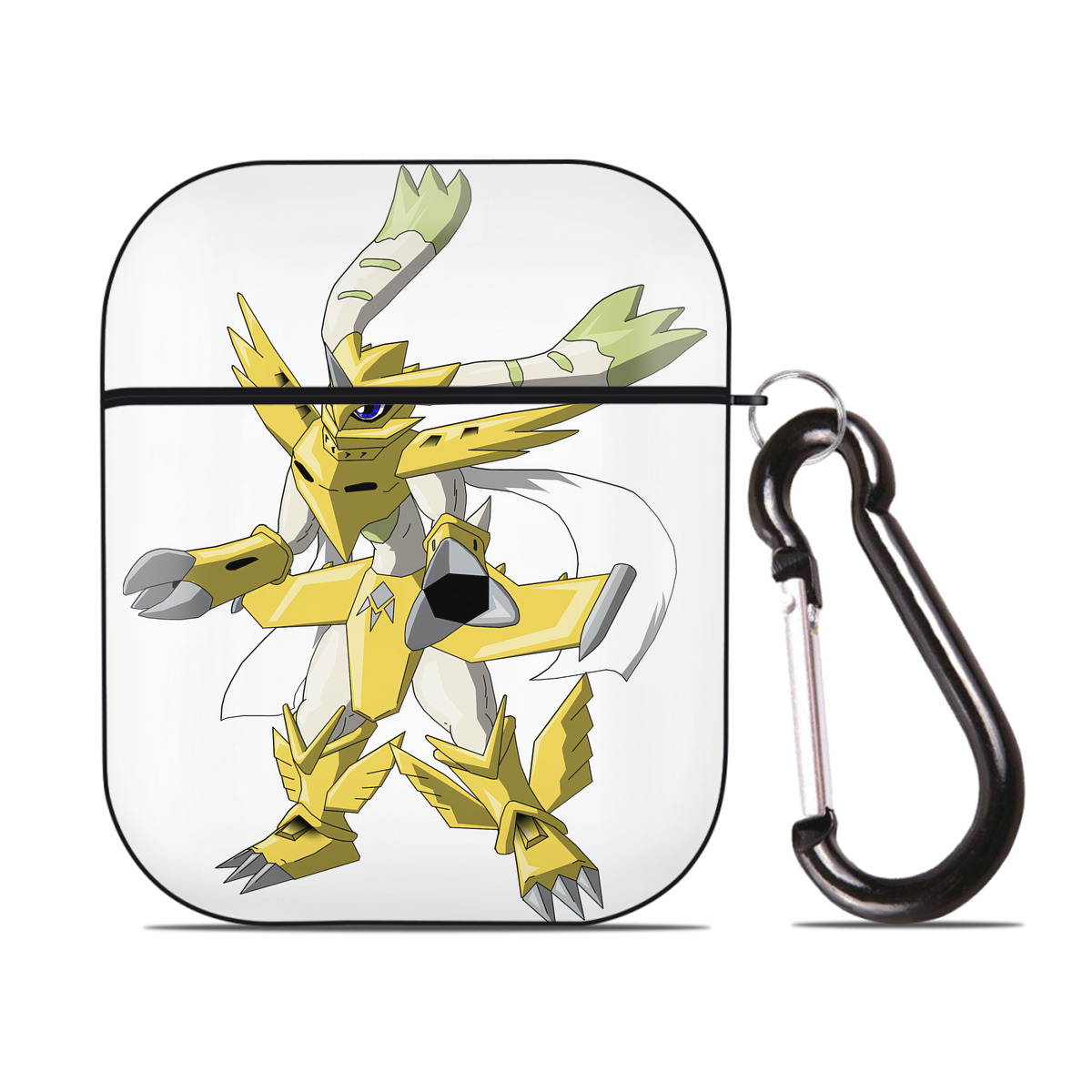 （画像用） Digimon デジタルモンスター/デジモン AirPods 第2世代保護ケース ハードシェル ブラック 耐衝撃・防指紋・カラビナ付き