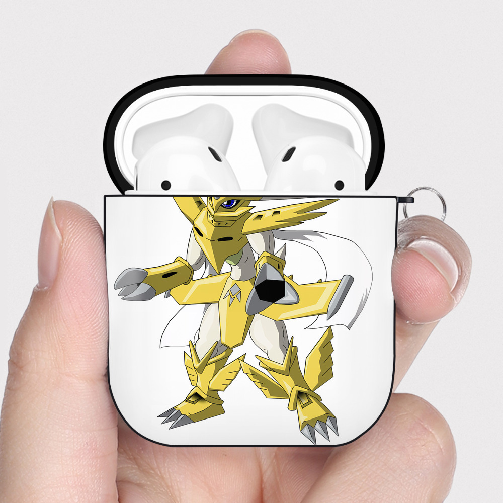 （画像用） Digimon デジタルモンスター/デジモン AirPods 第2世代保護ケース ハードシェル ブラック 耐衝撃・防指紋・カラビナ付き
