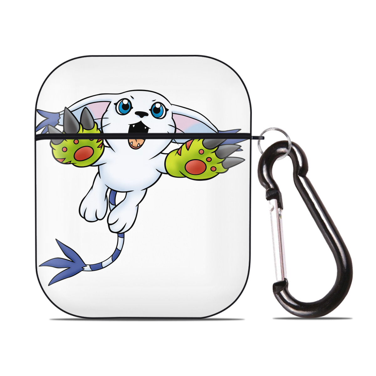 （画像用） Digimon デジタルモンスター/デジモン AirPods 第2世代保護ケース ハードシェル ブラック 耐衝撃・防指紋・カラビナ付き