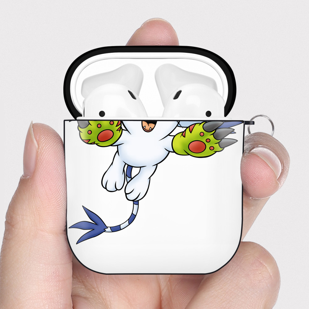 （画像用） Digimon デジタルモンスター/デジモン AirPods 第2世代保護ケース ハードシェル ブラック 耐衝撃・防指紋・カラビナ付き
