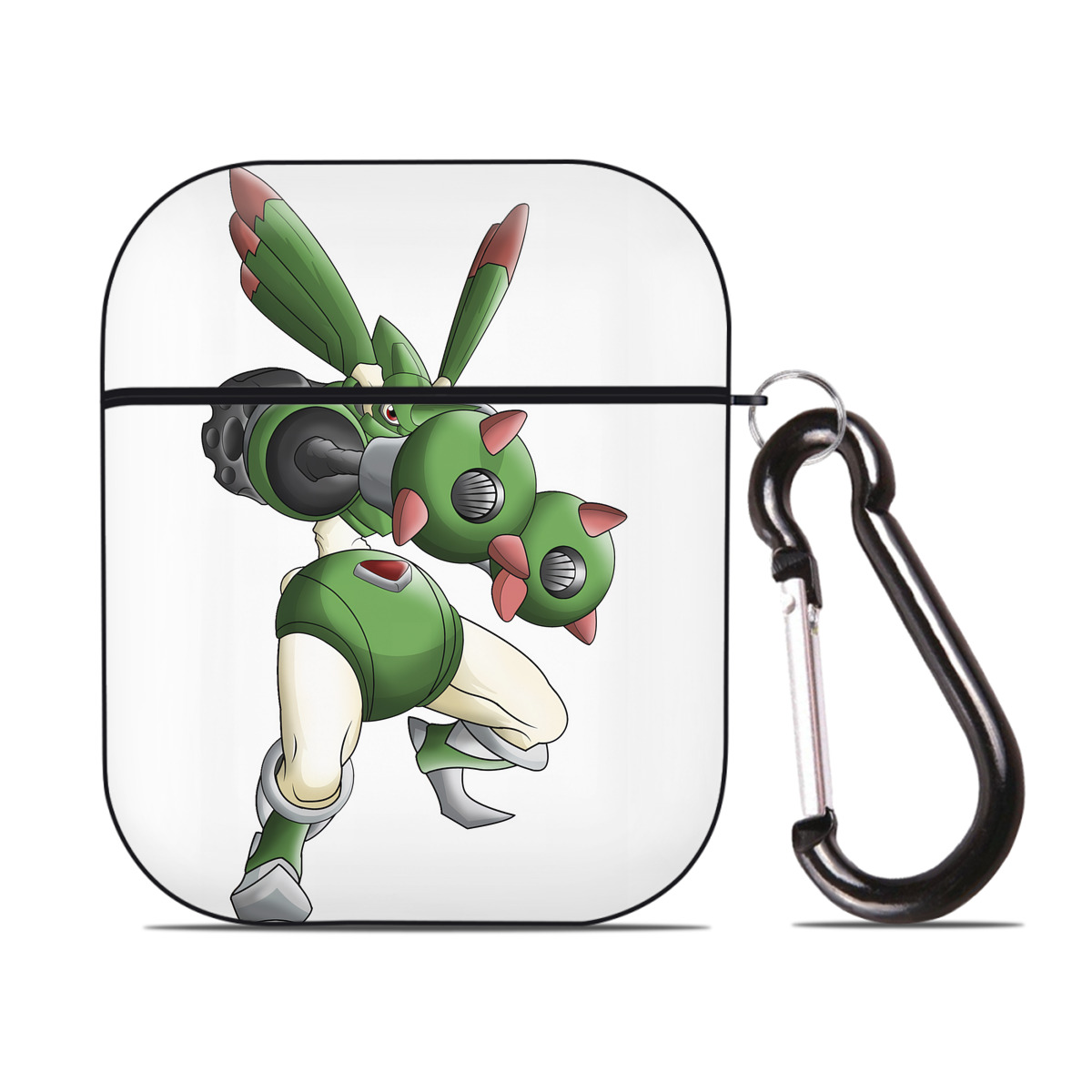 （画像用） Digimon デジタルモンスター/デジモン AirPods 第2世代保護ケース ハードシェル ブラック 耐衝撃・防指紋・カラビナ付き