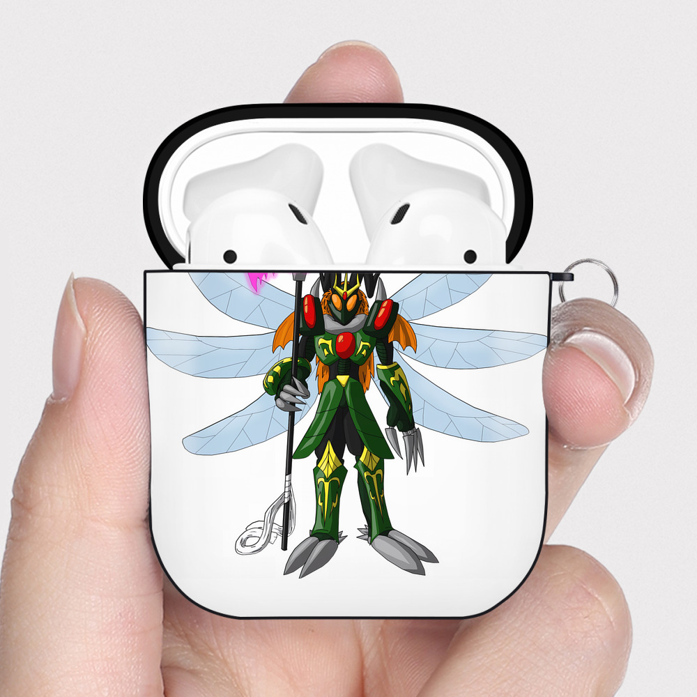 （画像用） Digimon デジタルモンスター/デジモン AirPods 第2世代保護ケース ハードシェル ブラック 耐衝撃・防指紋・カラビナ付き