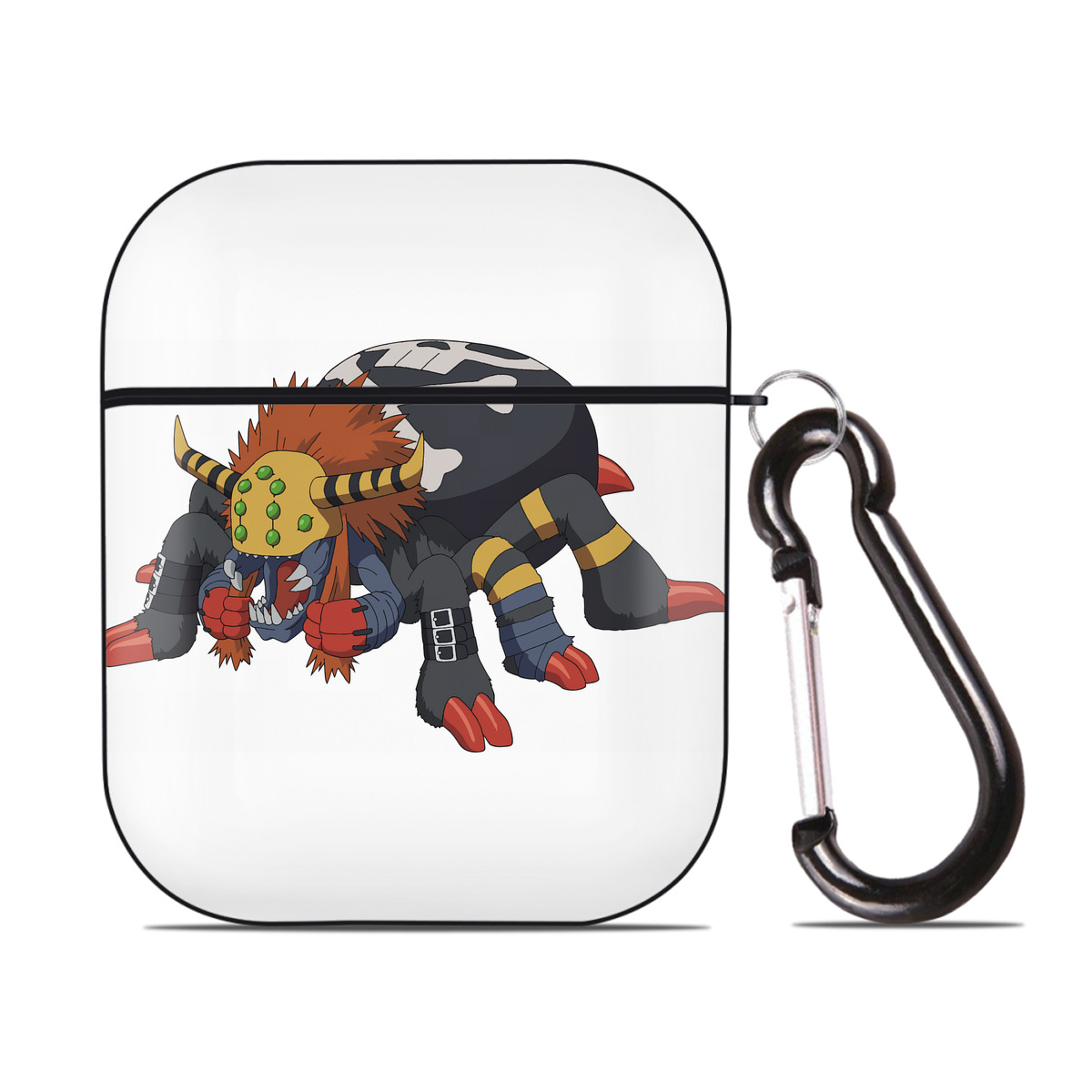 （画像用） Digimon デジタルモンスター/デジモン AirPods 第2世代保護ケース ハードシェル ブラック 耐衝撃・防指紋・カラビナ付き