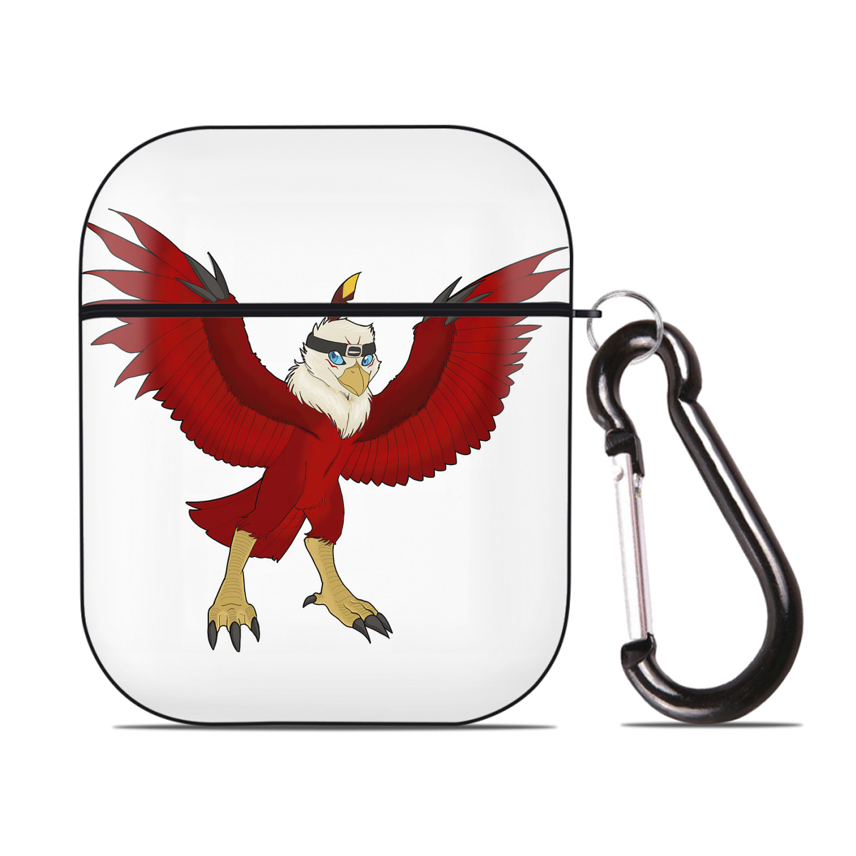 （画像用） Digimon デジタルモンスター/デジモン AirPods 第2世代保護ケース ハードシェル ブラック 耐衝撃・防指紋・カラビナ付き