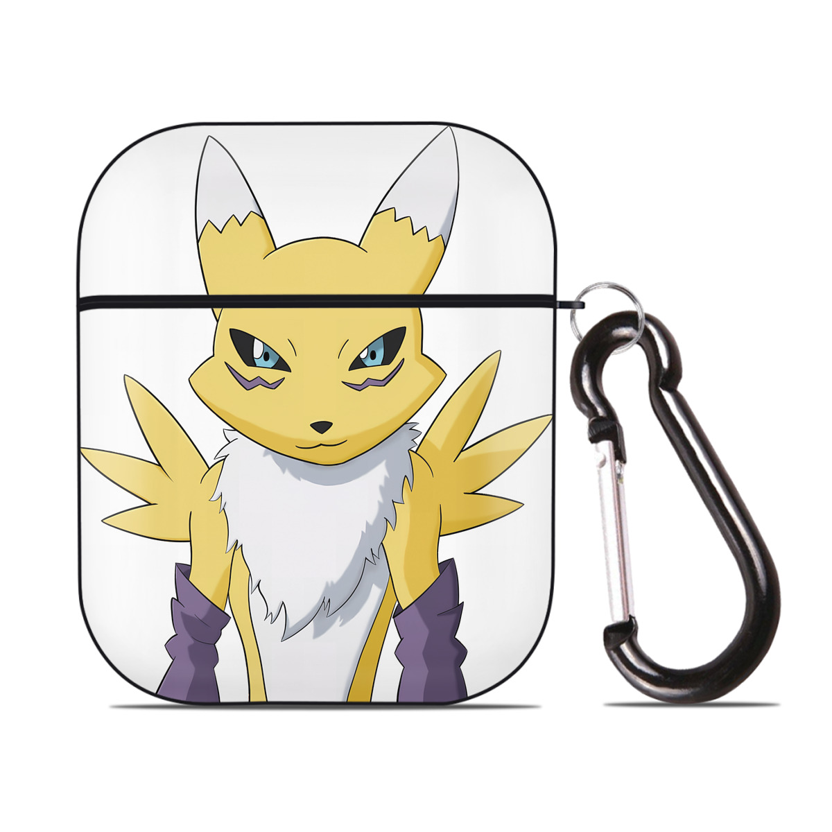 （画像用） Digimon デジタルモンスター/デジモン AirPods 第2世代保護ケース ハードシェル ブラック 耐衝撃・防指紋・カラビナ付き