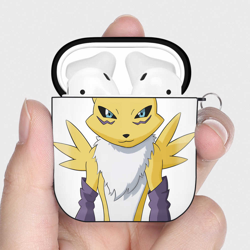 （画像用） Digimon デジタルモンスター/デジモン AirPods 第2世代保護ケース ハードシェル ブラック 耐衝撃・防指紋・カラビナ付き