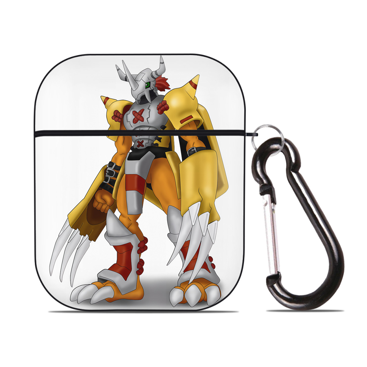 （画像用） Digimon デジタルモンスター/デジモン AirPods 第2世代保護ケース ハードシェル ブラック 耐衝撃・防指紋・カラビナ付き